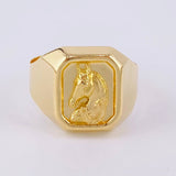Anillo Sello Caballo 3.8g / T10 1/2 Oro Amarillo 18K