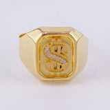 Anillo Sello Signo Pesos 3.95g / T10 3/4 Oro Amarillo 18K