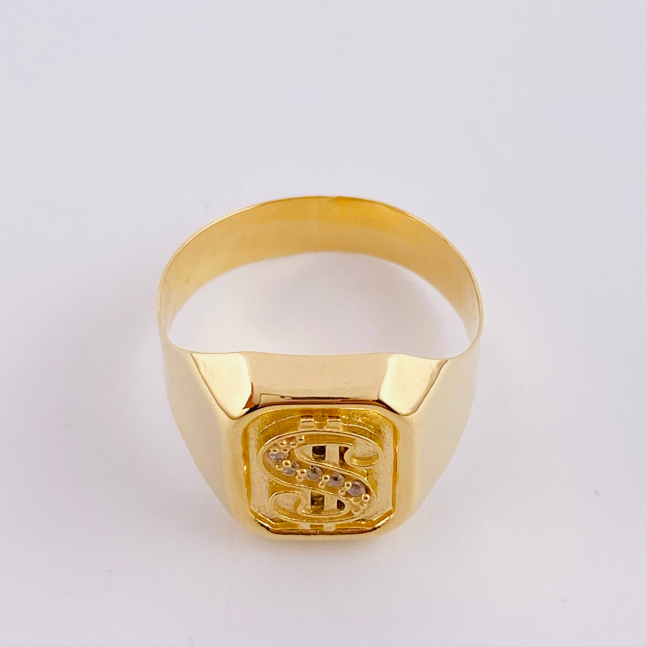 Anillo Sello Signo Pesos 3.8g / T9 Oro Amarillo 18K