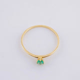 Anillo Solitario Seis Garras Esmeralda 6pts 0.9g / T6 3/4 Oro Amarillo 18K