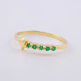 Anillo Carril Estrella Esmeraldas 5pts 1.15g / T6 Oro Amarillo 18K
