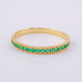 Anillo Carril Tupido Esmeraldas 17pts 1.5g / T6 1/2 Oro Amarillo 18K