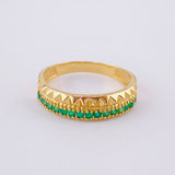 Anillo Doble Carril Triangular Esmeraldas 15pts 2.95g / T5 3/4 Oro Amarillo 18K