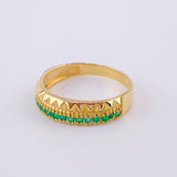 Anillo Doble Carril Triangular Esmeraldas 15pts 2.95g / T5 3/4 Oro Amarillo 18K
