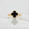 Anillo Trebol Onix Burbuja 2.05g / T6 1/2 Oro Amarillo 18K