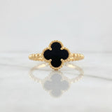 Anillo Trebol Onix Burbuja 2.05g / T6 1/2 Oro Amarillo 18K