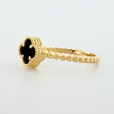 Anillo Trebol Onix Burbuja 2.05g / T6 1/2 Oro Amarillo 18K