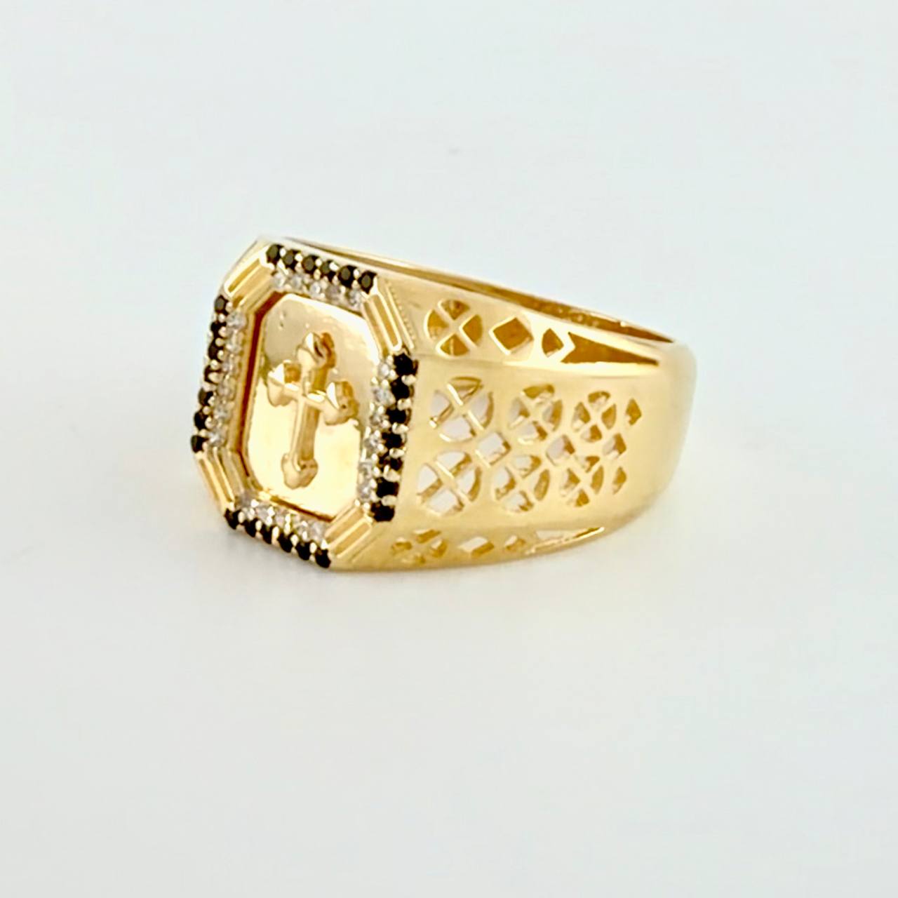 Anillo Cruz Bordeada 8g / T10 3/4 Oro Amarillo 18K