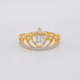 Anillo Corona 15´s 2.05g / T6 Dos Oros Amarillo Blanco 18K