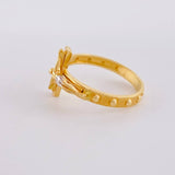 Anillo Cruz Cristo Punteado 3.05g / T7 Dos Oros Amarillo Blanco 18K