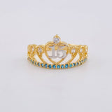 Anillo Corona 15´s 2.1g / T5 1/2 Dos Oros Amarillo Blanco 18K