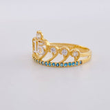 Anillo Corona 15´s 2.1g / T5 1/2 Dos Oros Amarillo Blanco 18K