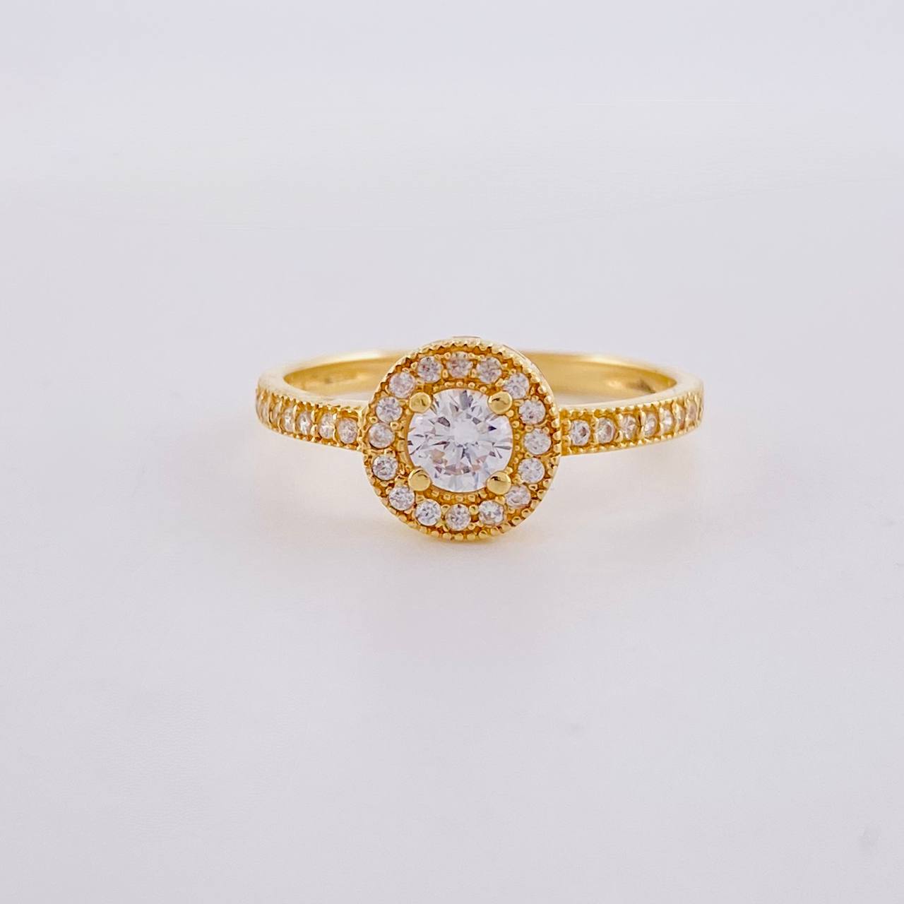 Anillo Halo Canasta 2.15g / T5 3/4 Oro Amarillo 18K