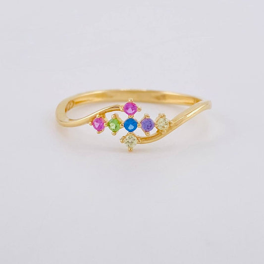 Anillo Lineas Curva Cruz 1.15g / T6 1/4 Oro Amarillo 18K