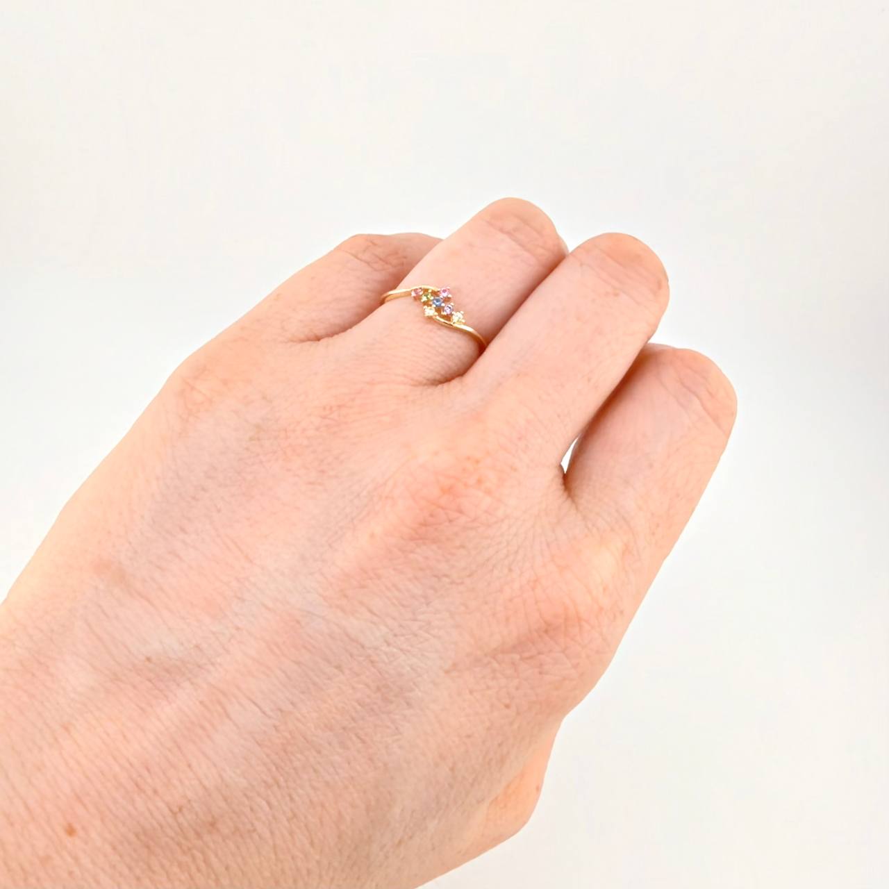 Anillo Lineas Curva Cruz 1.15g / T6 1/4 Oro Amarillo 18K