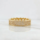 Anillo Cubano Mitad Tupido 3.7g / T7 3/4 Oro Amarillo 18K