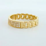 Anillo Cubano Mitad Tupido 3.7g / T7 3/4 Oro Amarillo 18K