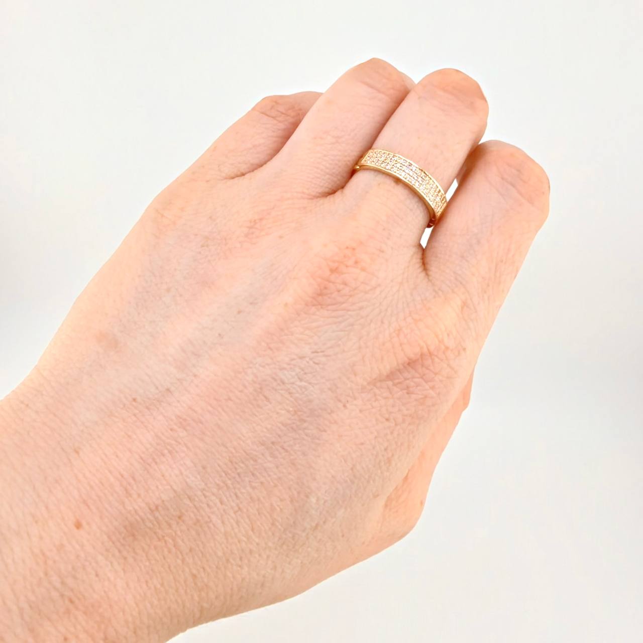 Anillo Cubano Mitad Tupido 3.7g / T7 3/4 Oro Amarillo 18K