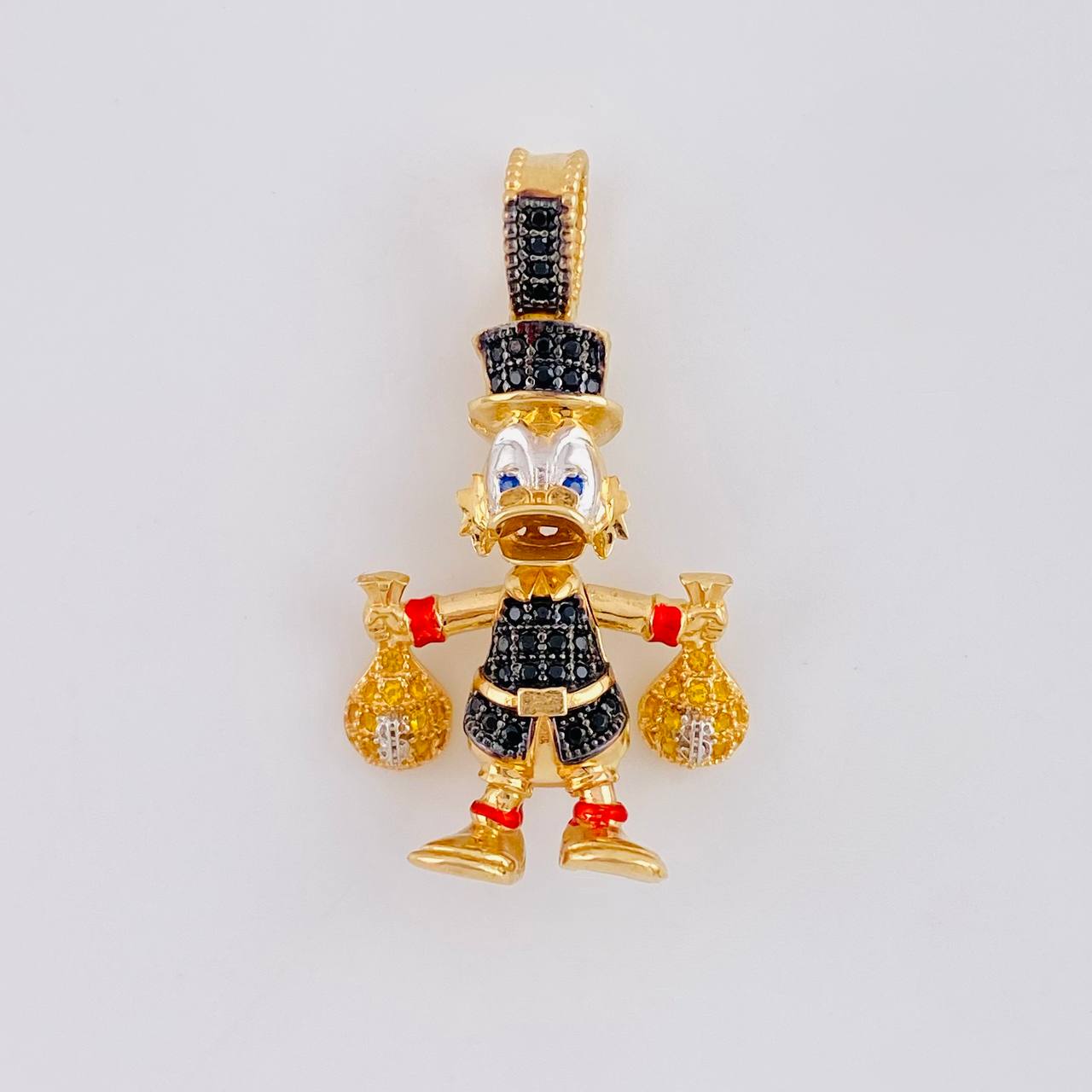 Dije Pato Bolsas Dinero 6g / 3.5cm Dos Oros Amarillo Blanco 18K