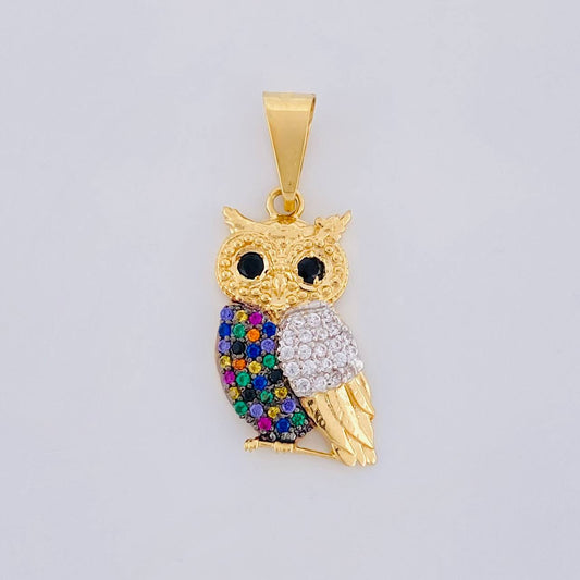 Dije Buho 2.3g / 3cm Dos Oros Amarillo Blanco 18K