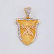 Dije Escudo Espadas Cruzadas 8.7g / 4cm Tres Oros 18K