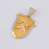 Dije Escudo Espadas Cruzadas 8.7g / 4cm Tres Oros 18K