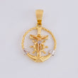 Dije Cruz Cristo Marinero 2.9g / 3cm Dos Oros Amarillo Blanco 18K