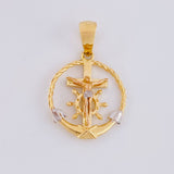 Dije Cruz Cristo Marinero 2.9g / 3cm Dos Oros Amarillo Blanco 18K