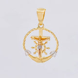 Dije Cruz Cristo Marinero 2.9g / 3cm Dos Oros Amarillo Blanco 18K