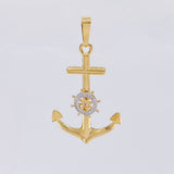 Dije Ancla Timón Móvil 2.1g / 4.3cm Dos Oros Amarillo Blanco 18K