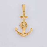 Dije Ancla Timón Móvil 2.1g / 4.3cm Dos Oros Amarillo Blanco 18K