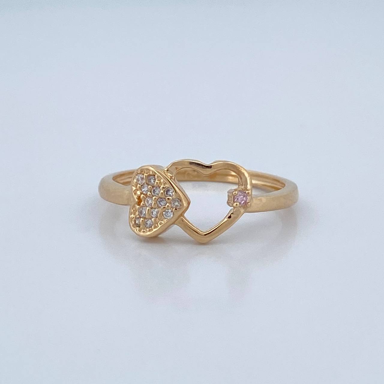 Anillo Corazon Doble 2.25gr / T8 / Oro 18K $