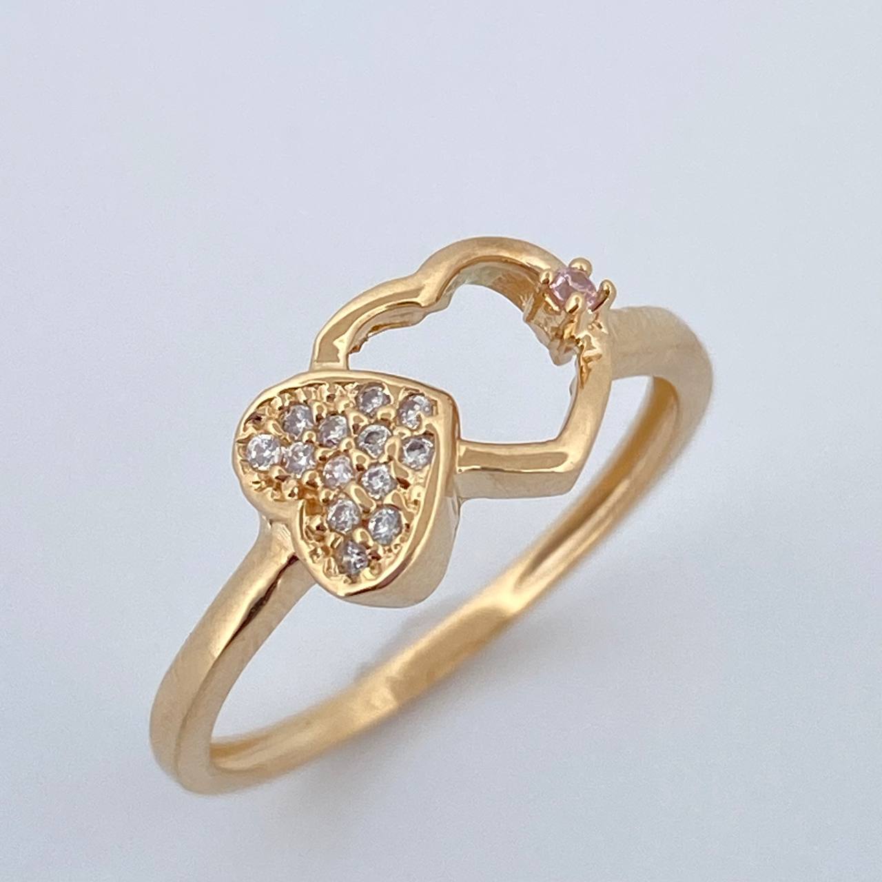 Anillo Corazon Doble 2.25gr / T8 / Oro 18K $