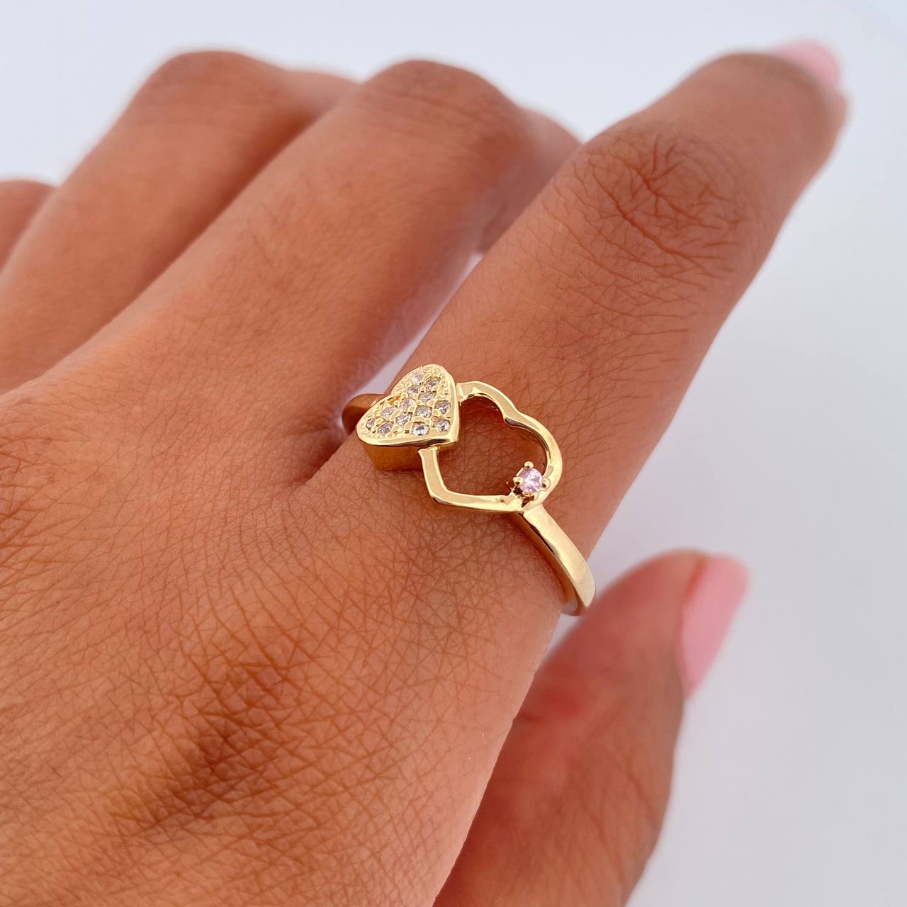 Anillo Corazon Doble 2.25gr / T8 / Oro 18K $