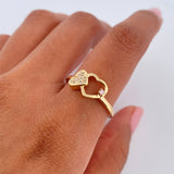 Anillo Corazon Doble 2.25gr / T8 / Oro 18K $