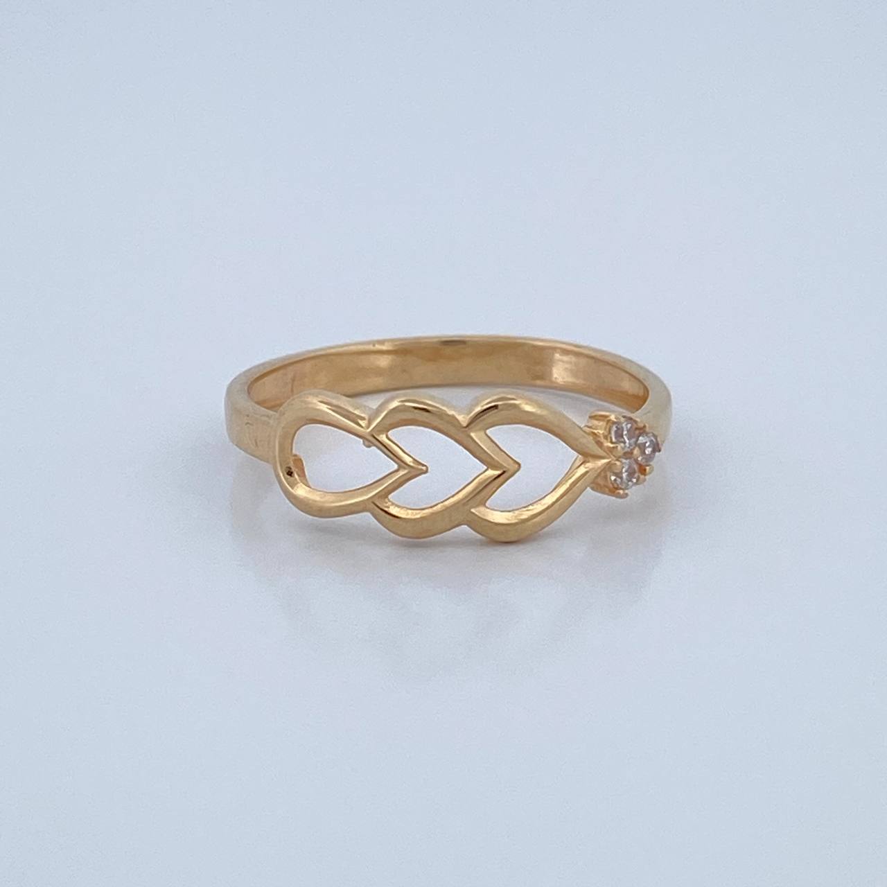 Anillo Doble Corazon Gota 1.95gr / T7 3/4 / Oro 18K $
