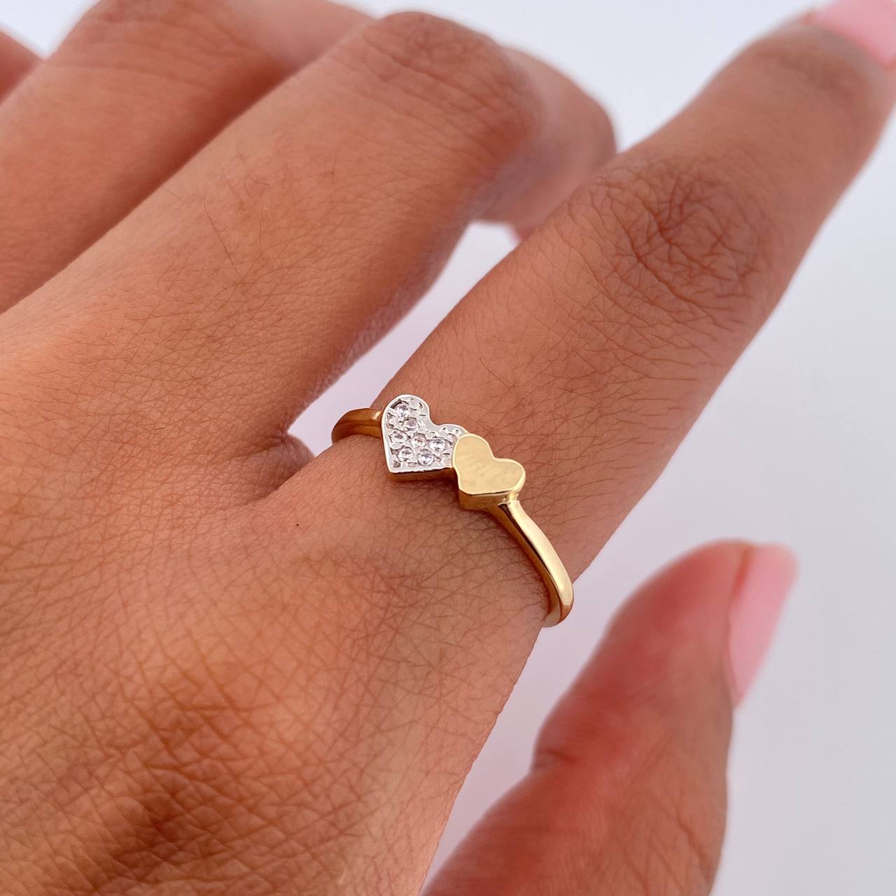Anillo Corazon Doble 1.3gr / T5 1/2 / Oro 18K $