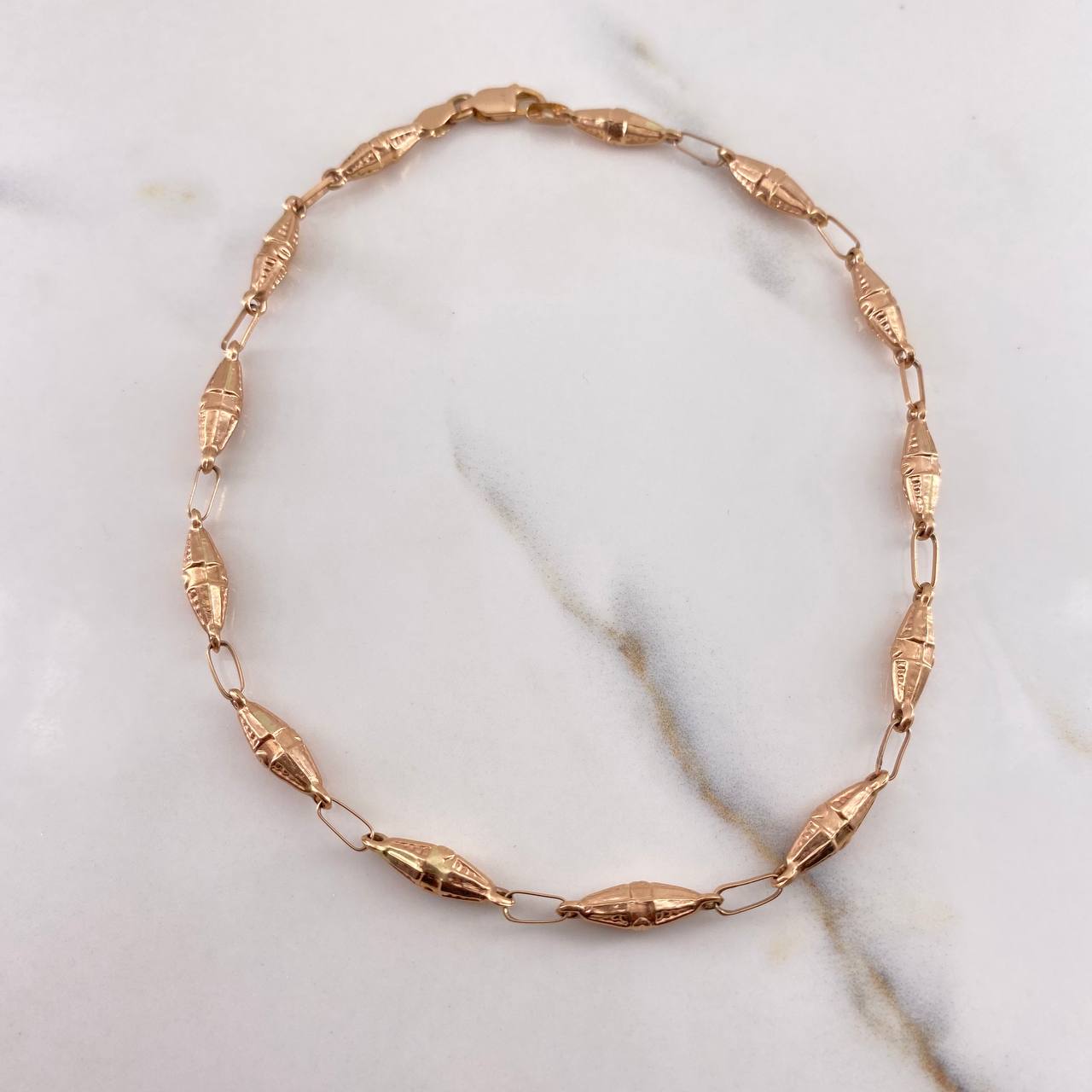 Tobillera Rustica Dubai 4.6gr / 26cm / 4mm Oro Rosa 18K  #
