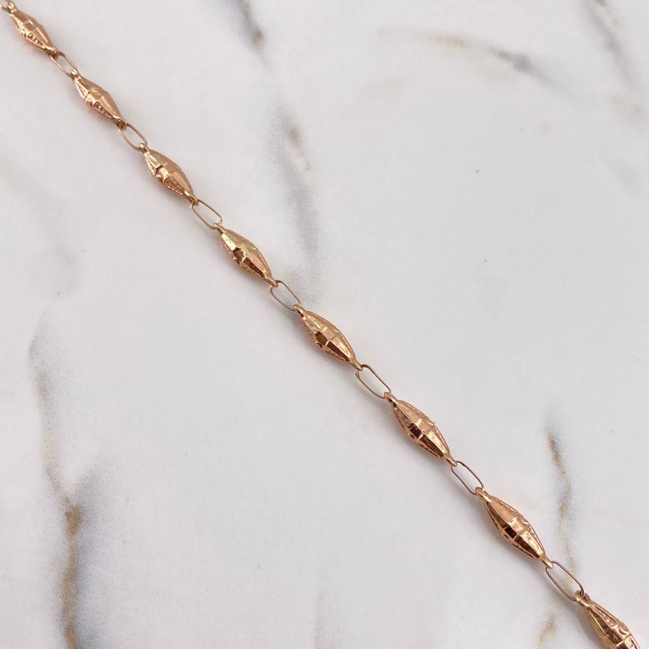 Tobillera Rustica Dubai 4.6gr / 26cm / 4mm Oro Rosa 18K  #