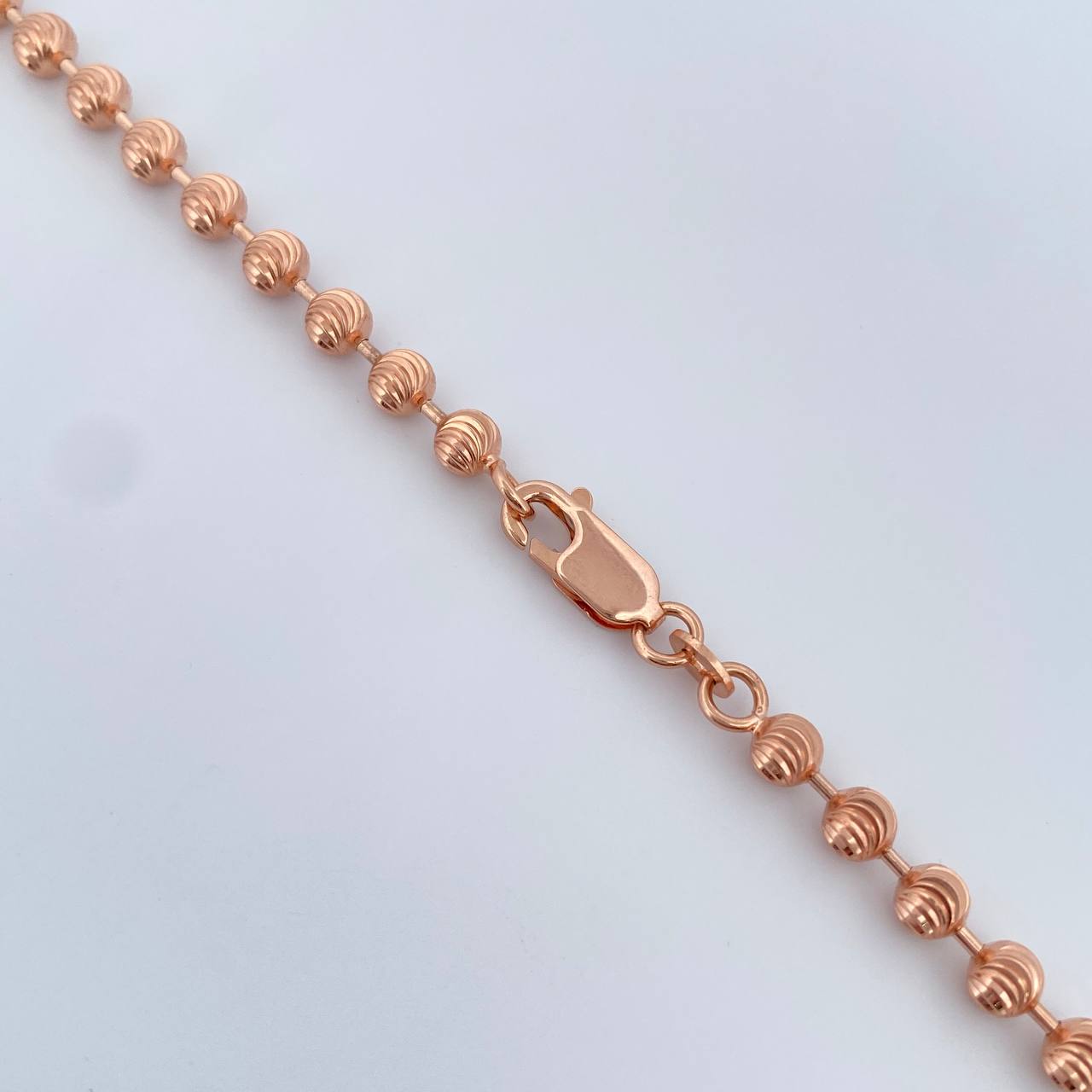 Cadena Militar 27.3gr / 65.4cm / 4mm Diamantada Oro Rosa +3 18K &