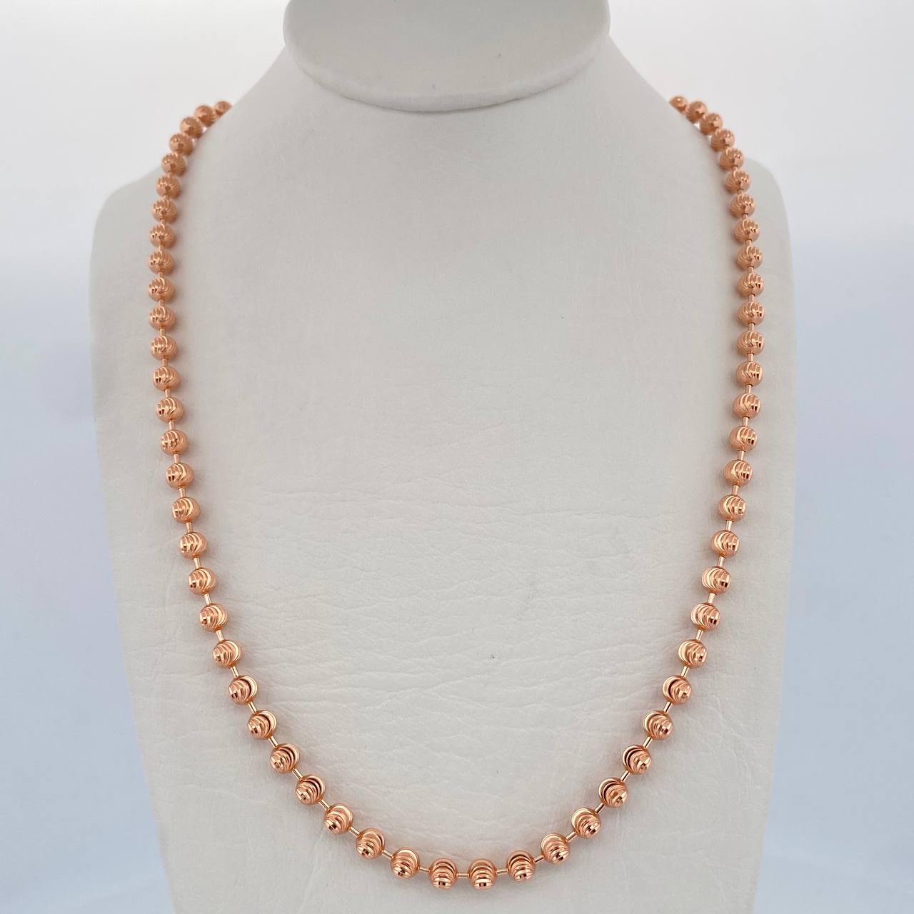 Cadena Militar 27.3gr / 65.4cm / 4mm Diamantada Oro Rosa +3 18K &
