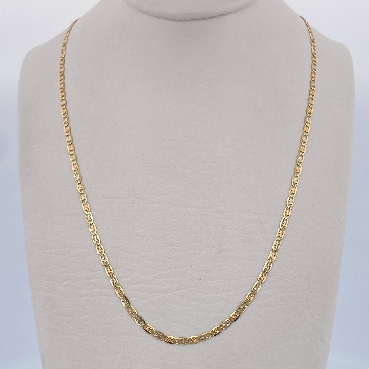 Cadena Escalera 2.95gr / 50cm / 2.1mm Diamantada Tres Oros +3 18K &