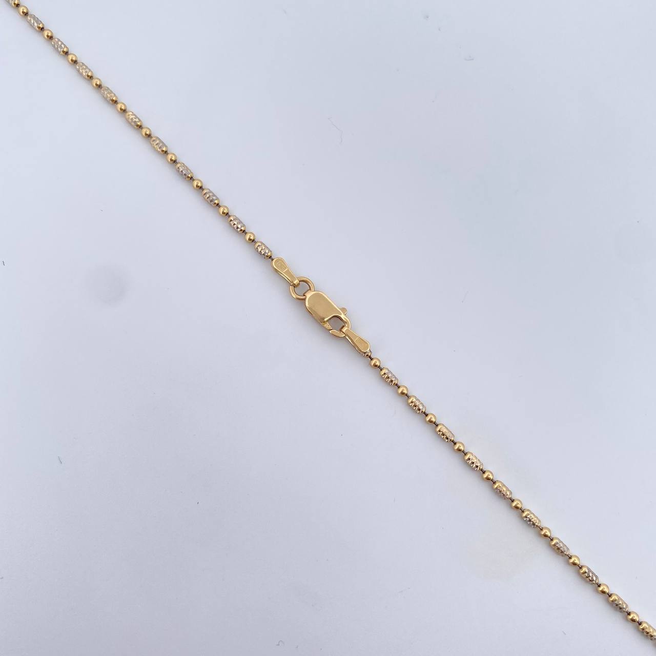Cadena Morse 4.9gr / 50.2cm / 1.4mm Diamantada Dos Oros Amarillo Blanco +3 18K &