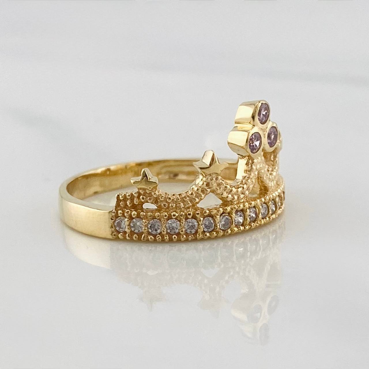 Anillo Corona Estrellas 3.3g / T7 Oro Amarillo 18K
