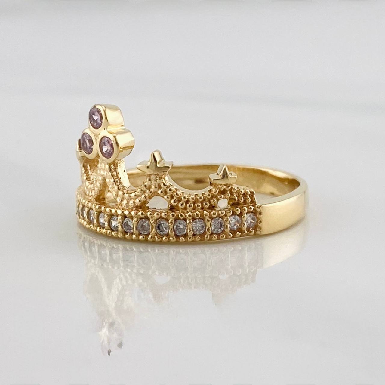 Anillo Corona Estrellas 3.3g / T7 Oro Amarillo 18K