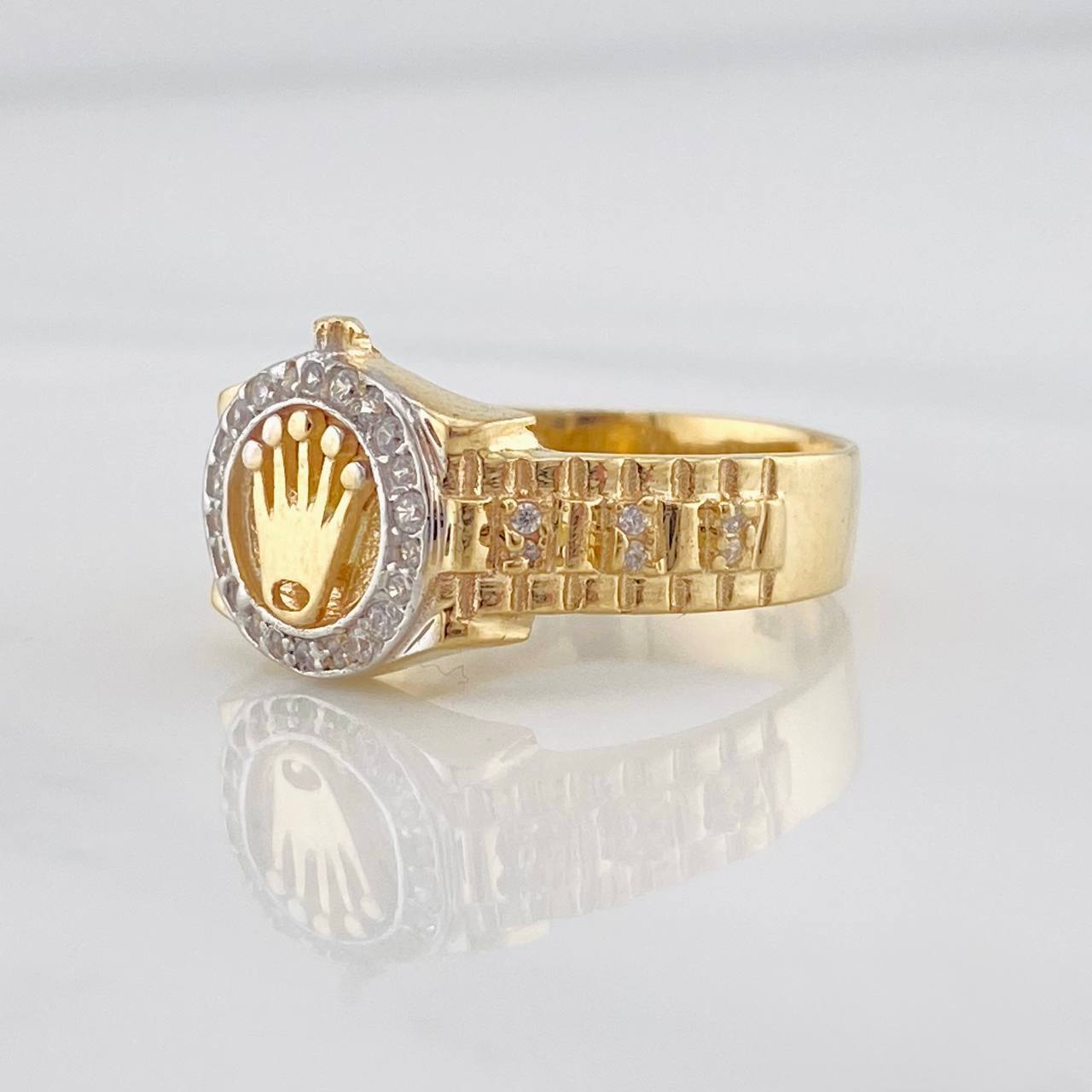Anillo Corona 5.4g / T9 3/4 Dos Oros Amarillo Blanco 18K