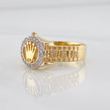 Anillo Corona 5.4g / T9 3/4 Dos Oros Amarillo Blanco 18K
