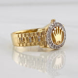 Anillo Corona 5.4g / T9 3/4 Dos Oros Amarillo Blanco 18K