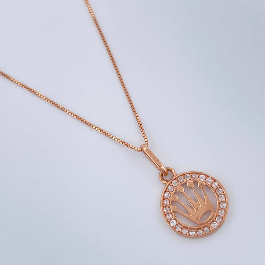 Set Cadena y Dije Veneciana + Corona RX 2gr / 45.4cm / Oro Rosa 18K (Oferta) &