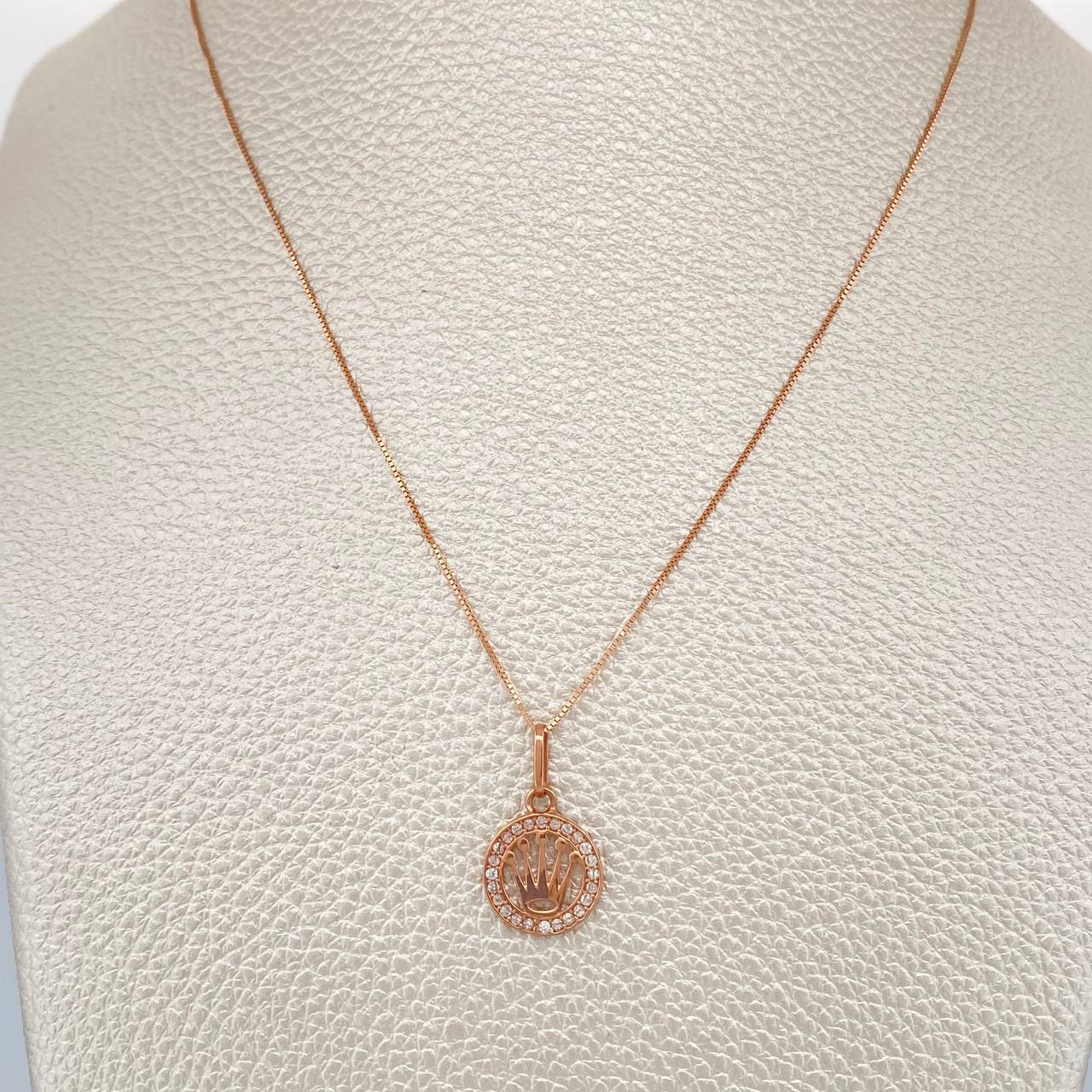 Set Cadena y Dije Veneciana + Corona RX 2gr / 45.4cm / Oro Rosa 18K (Oferta) &